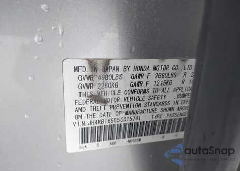 2005 Acura Rl 3.5 from USA, damaged, VIN JH4KB16555C015741